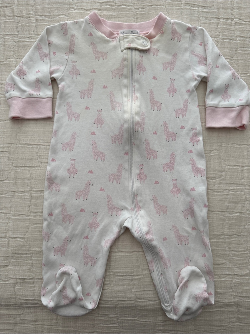Kissy Kissy Llama Print Footed 1 Pc - Pink/White, Size 6-9 months